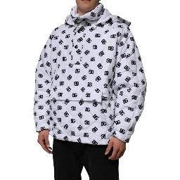 White DG Monogram Hooded Quilted Jacket