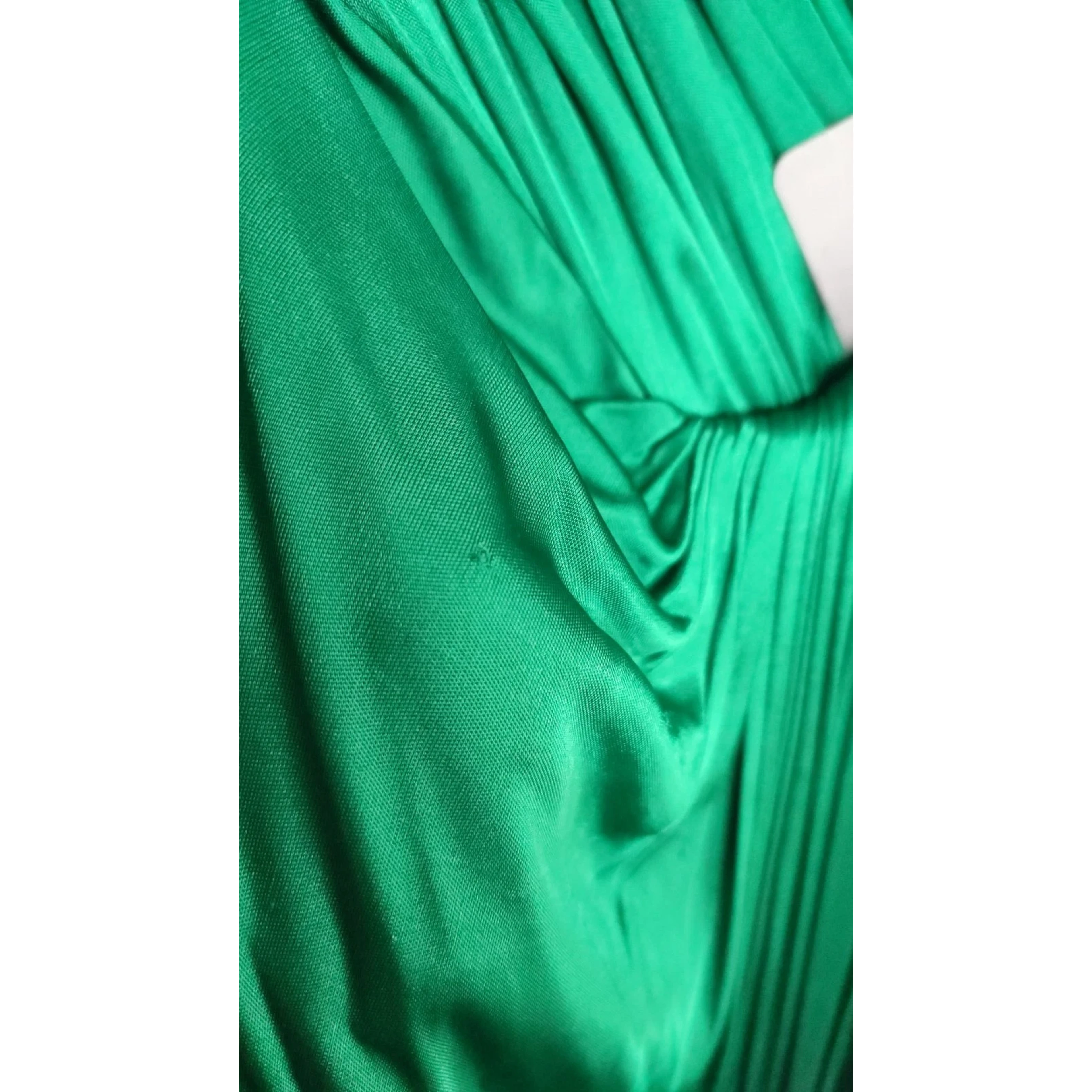 Dark Green Viscose Long Sleeve Midi Dress