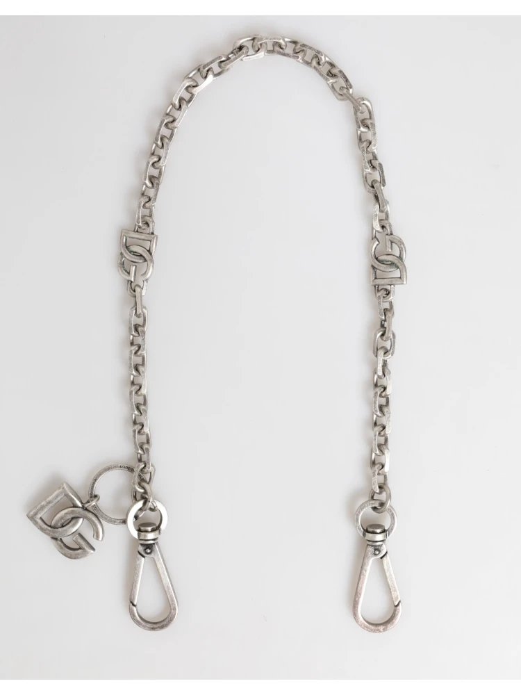 Silver Tone Brass DG Logo Detailing Chain Men Necklace