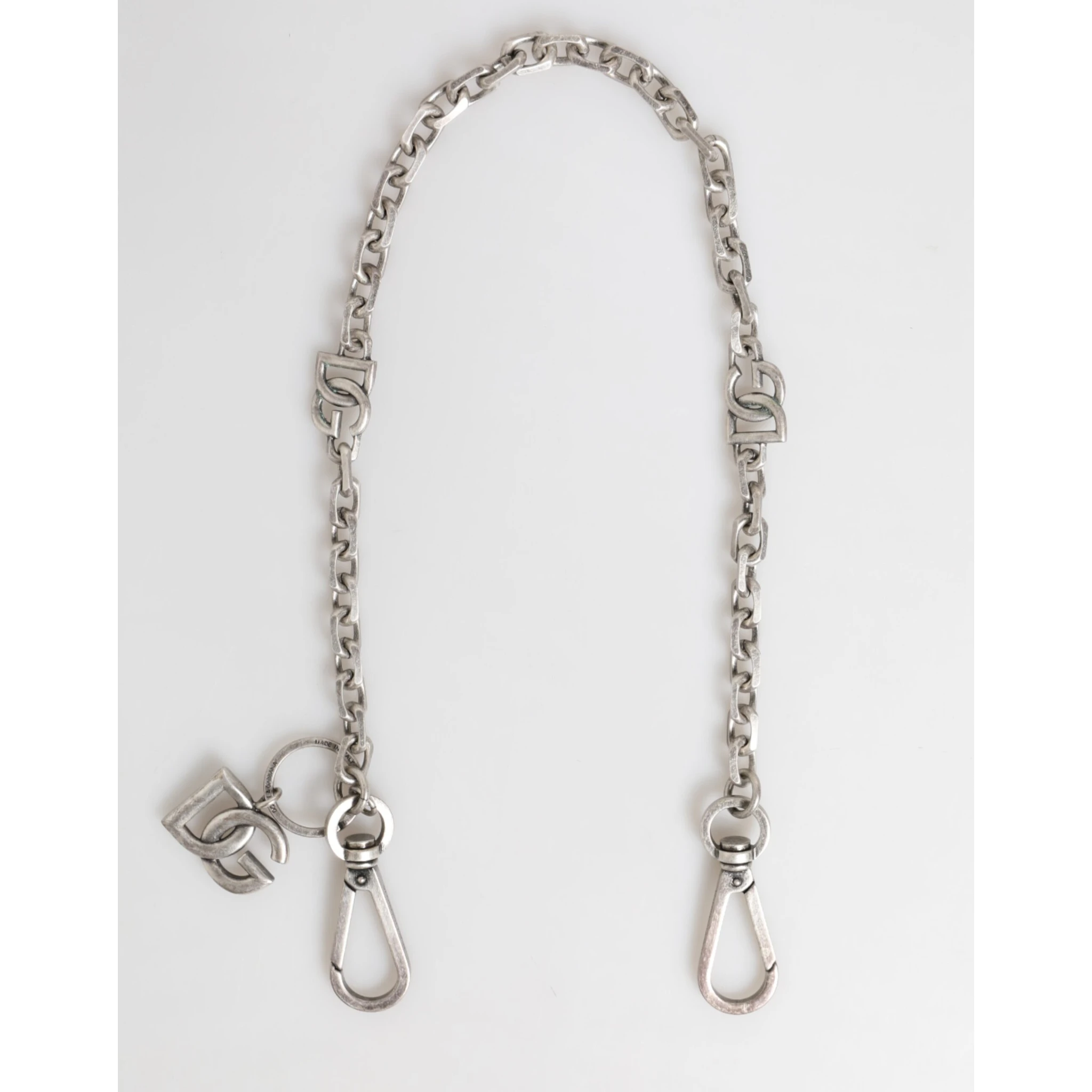 Silver Tone Brass DG Logo Detailing Chain Men Necklace