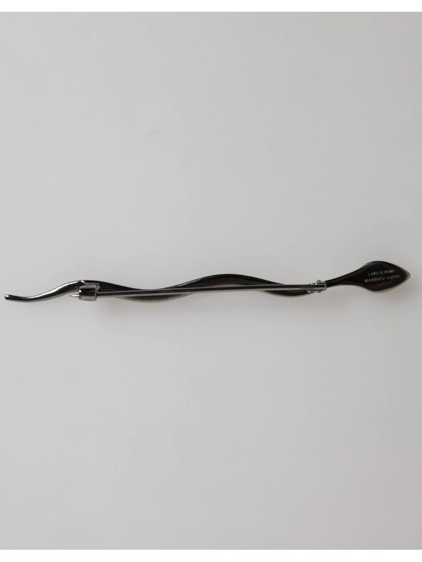 Black Brass Crystal Spilla Serpente Mens Brooch Pin