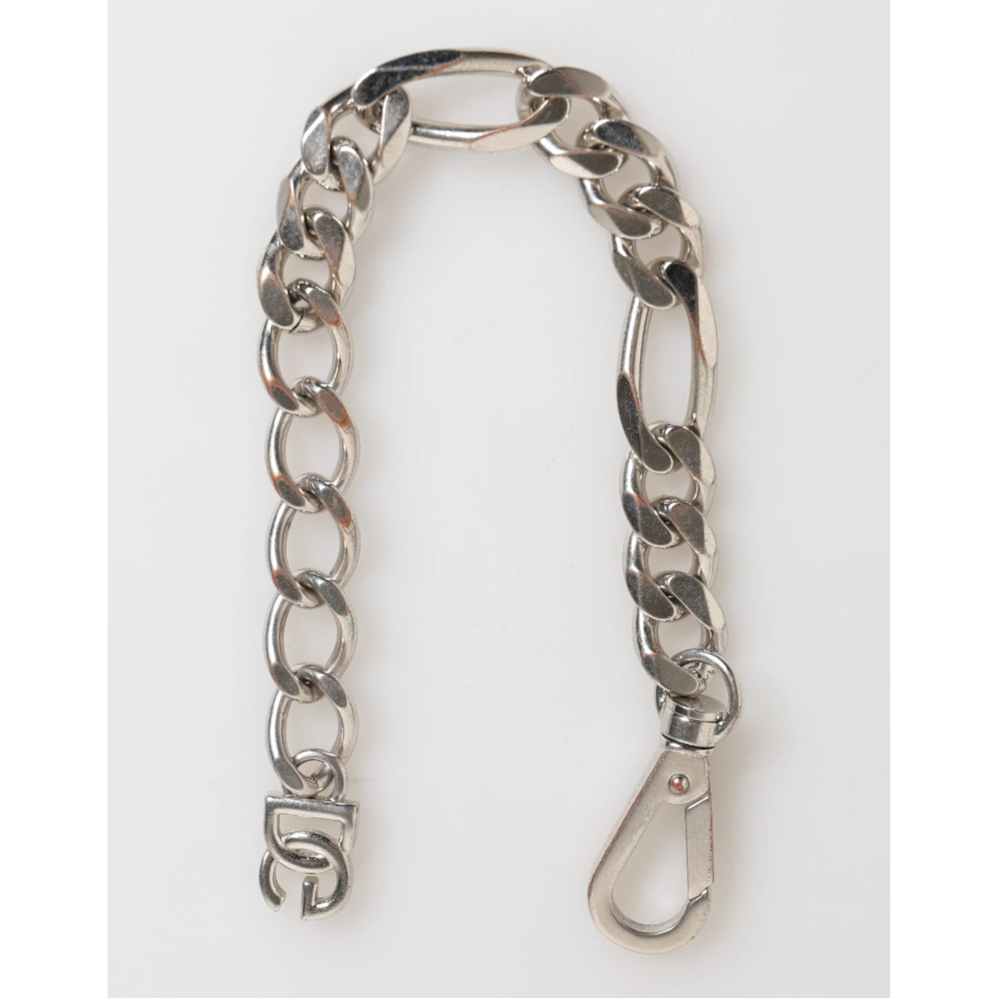 Silver Tone Brass Chain Lobster Clasp DG Logo Bracelet