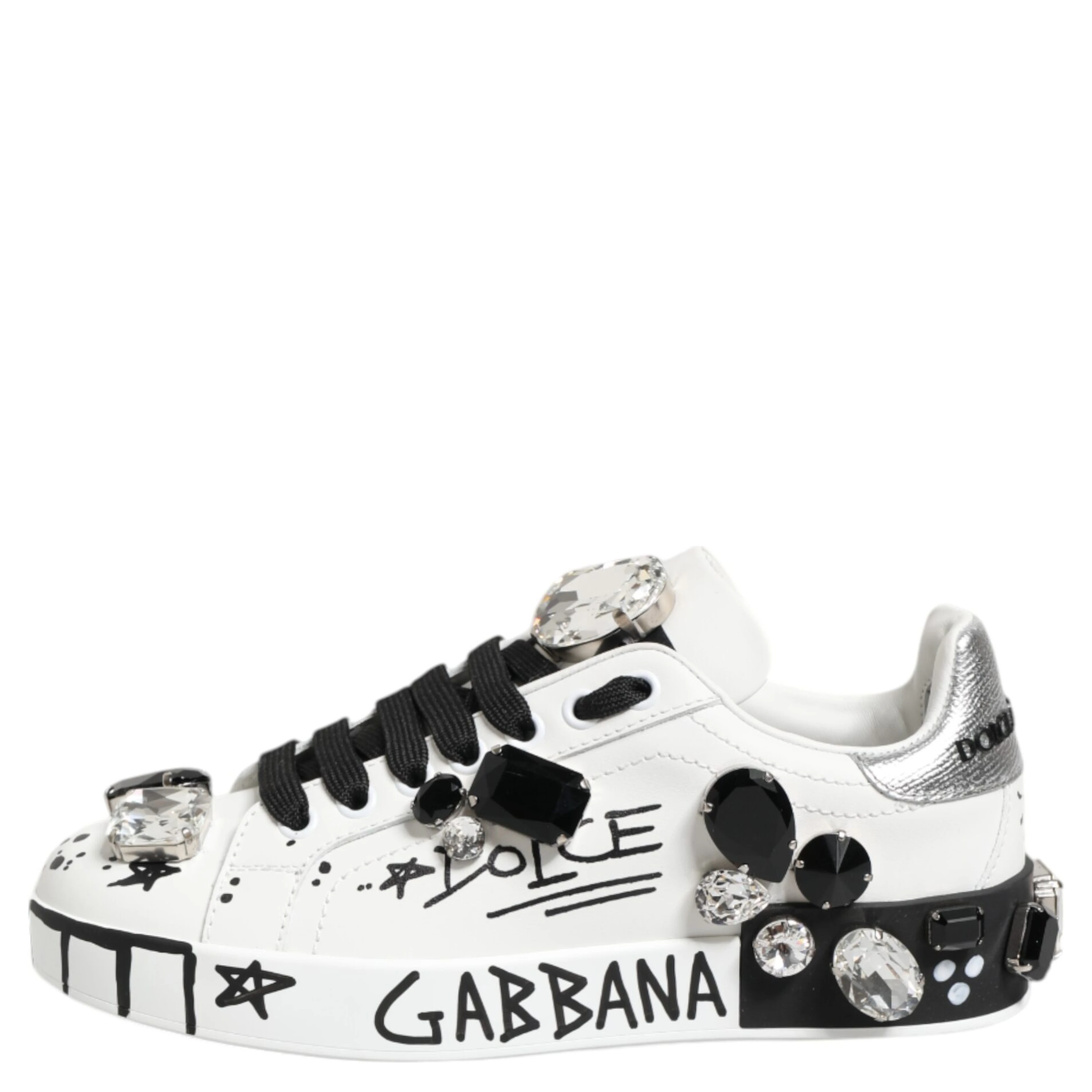 White Portofino Crystal Sneakers  Shoes