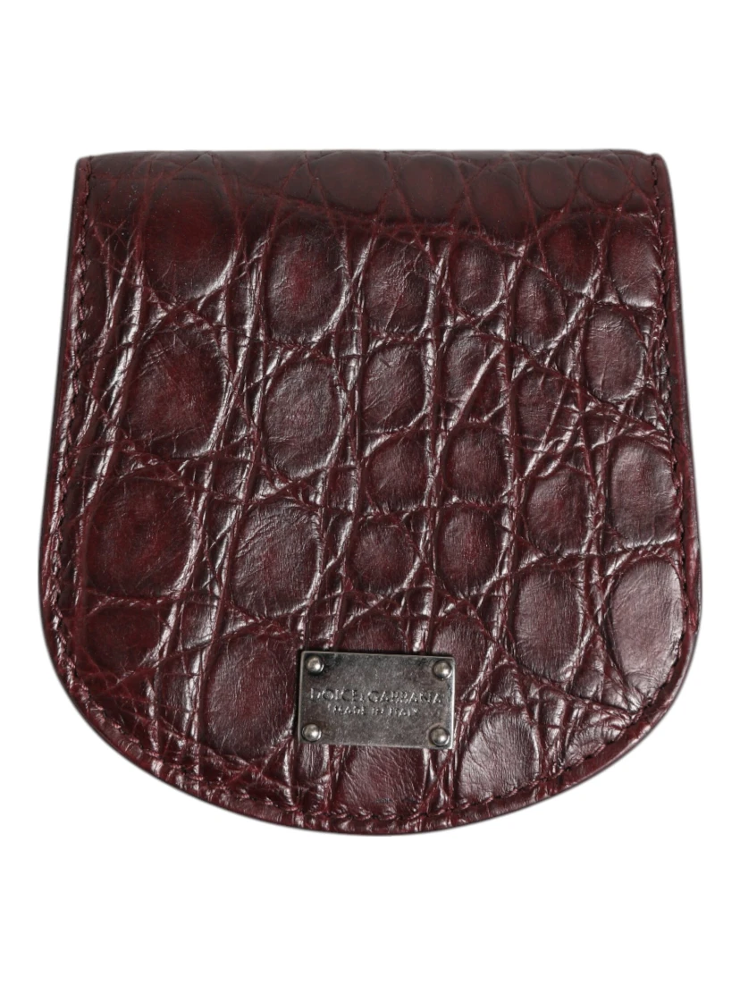 Burgundy Exotic Skin Coin Condom Case Holder Pocket Wallet
