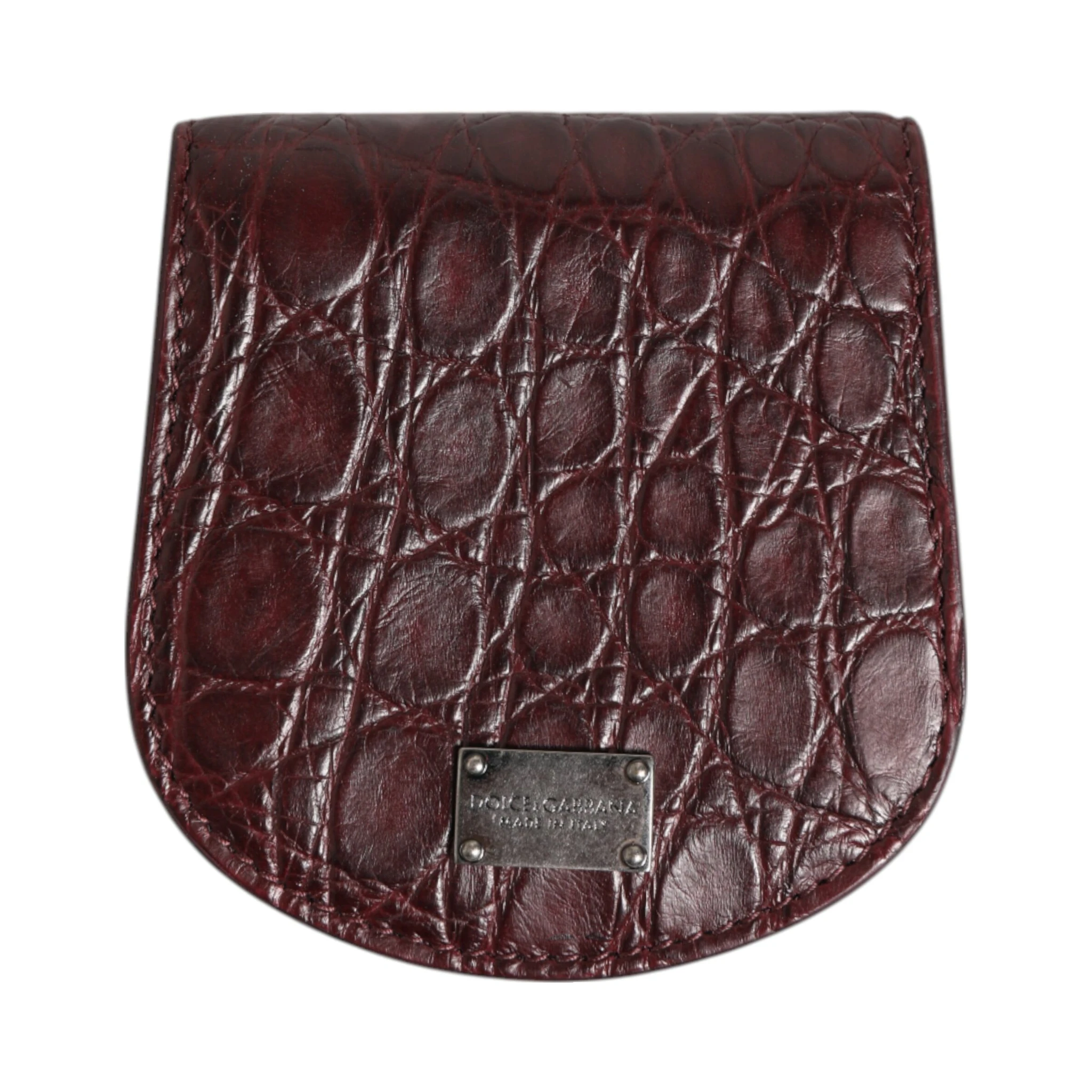 Burgundy Exotic Skin Coin Condom Case Holder Pocket Wallet