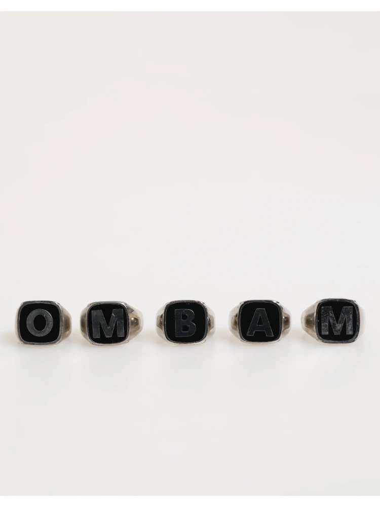 Silver Tone Brass Lettering Set 5 Pieces Adjustable Ring alternative