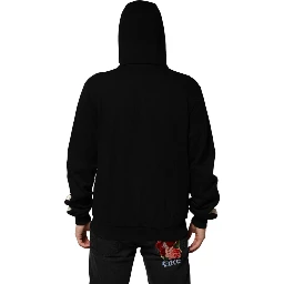 Black Cotton Plaque Track Cardigan Sweater