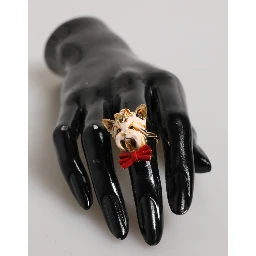 Gold Brass Resin Beige Dog Pet Accessory Ring