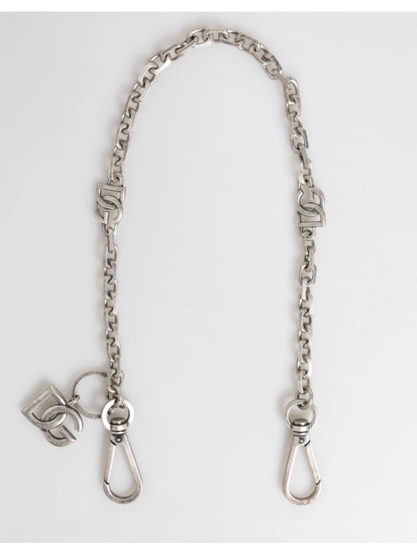 Silver Tone Brass DG Logo Detailing Chain Men Necklace