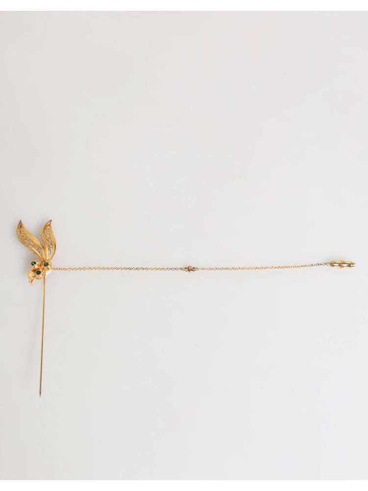 Gold Tone 925 Sterling Silver Crystal Chain Pin Brooch alternative