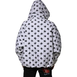 White DG Monogram Hooded Quilted Jacket