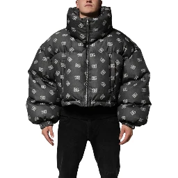Black DG Monogram Full Zip Puffer Men Jacket