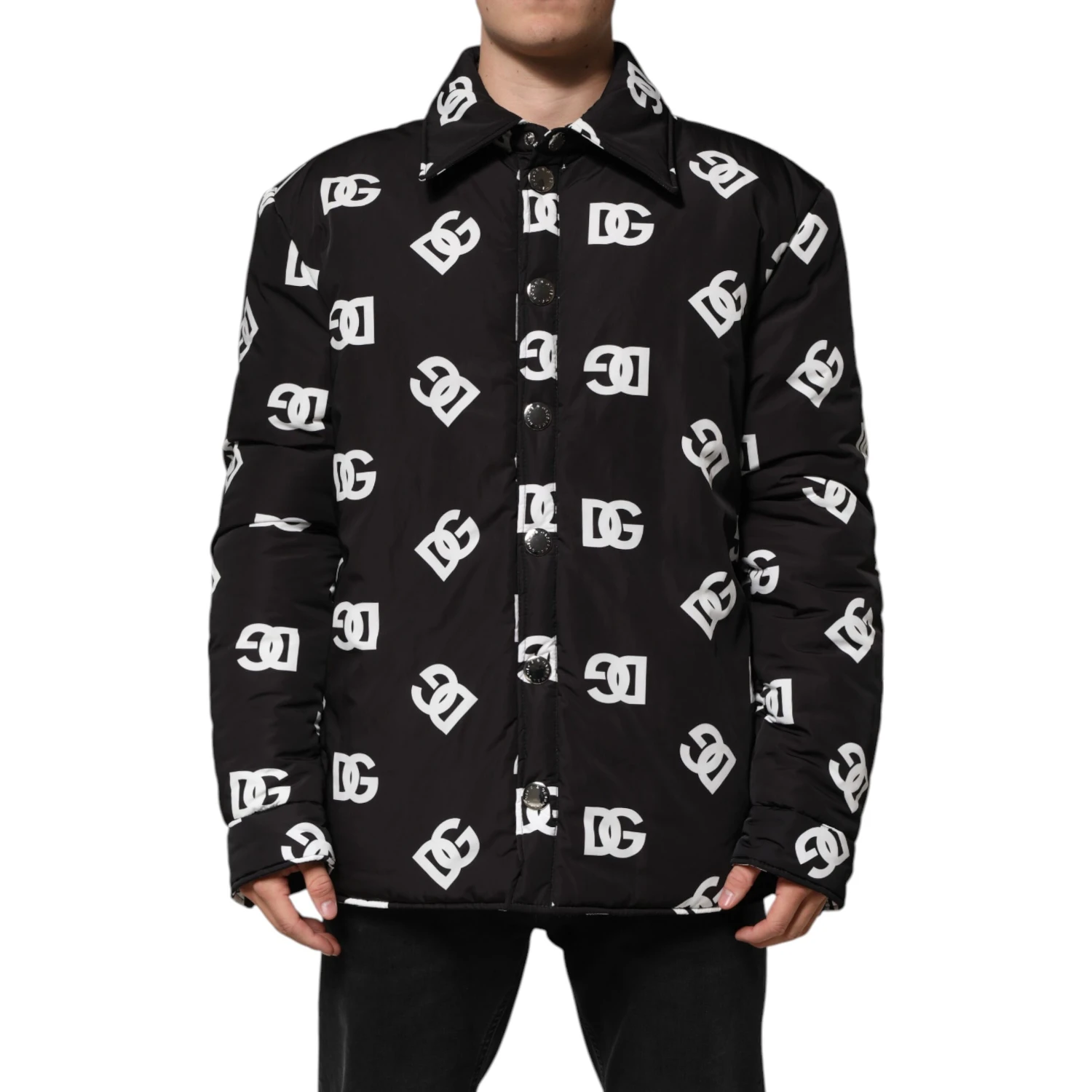 Black DG Monogram Nylon Windbreaker Jacket