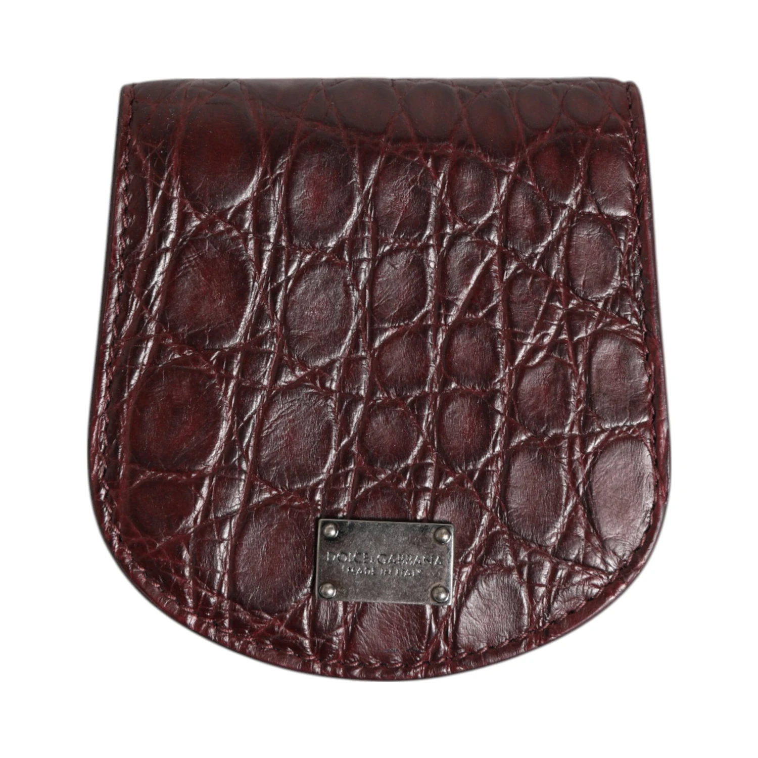 Burgundy Exotic Skin Coin Condom Case Holder Pocket Wallet