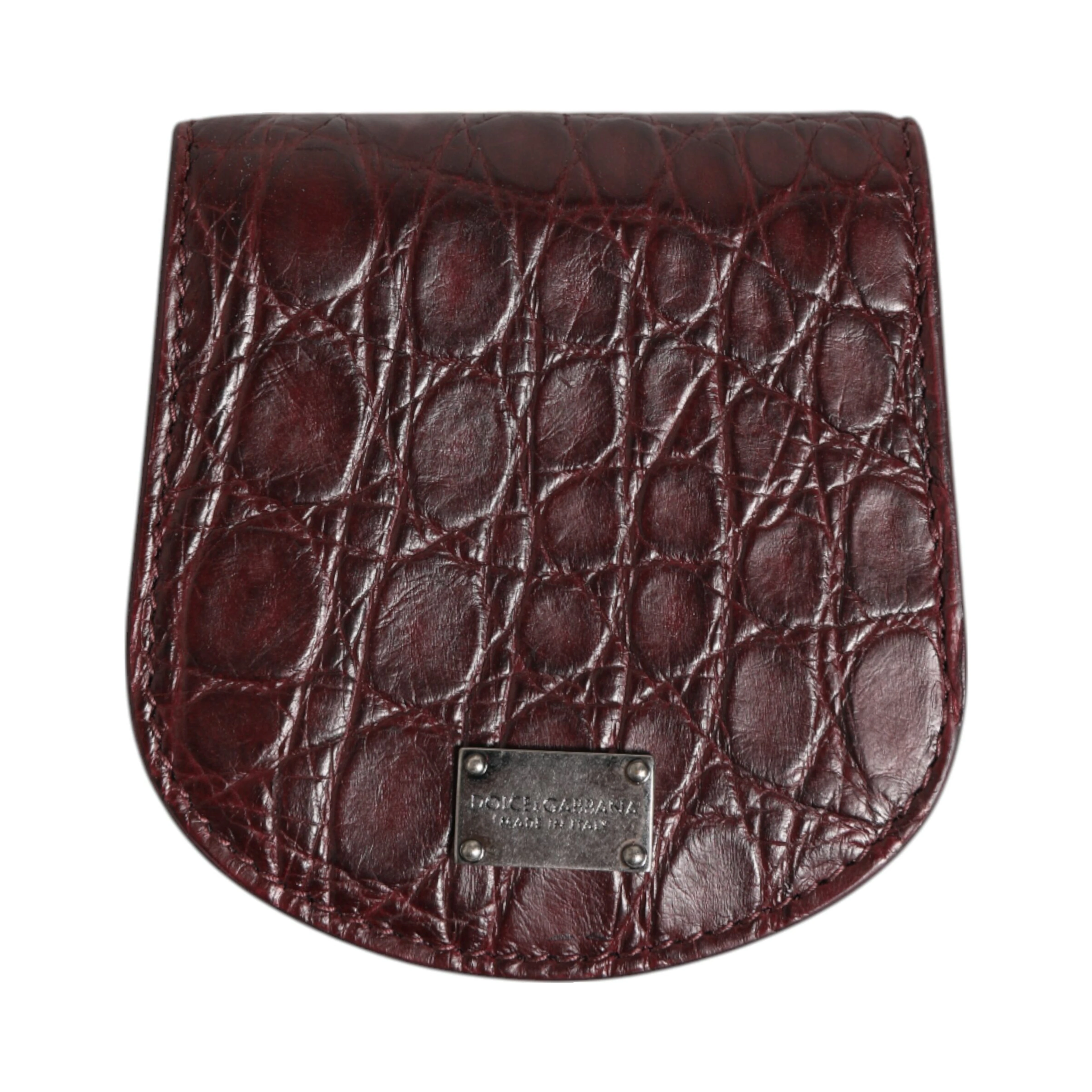 Burgundy Exotic Skin Coin Condom Case Holder Pocket Wallet