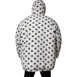 White DG Monogram Hooded Puffer Jacket