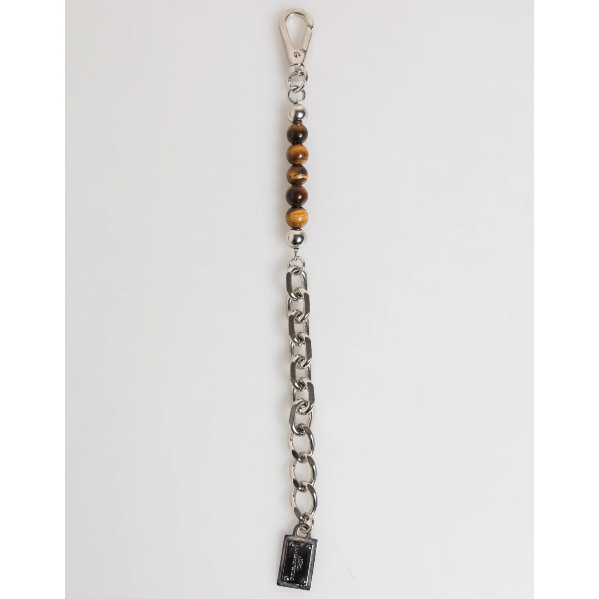 Silver Chain Brass Beaded Lobster Clasp Logo Men Bracelet