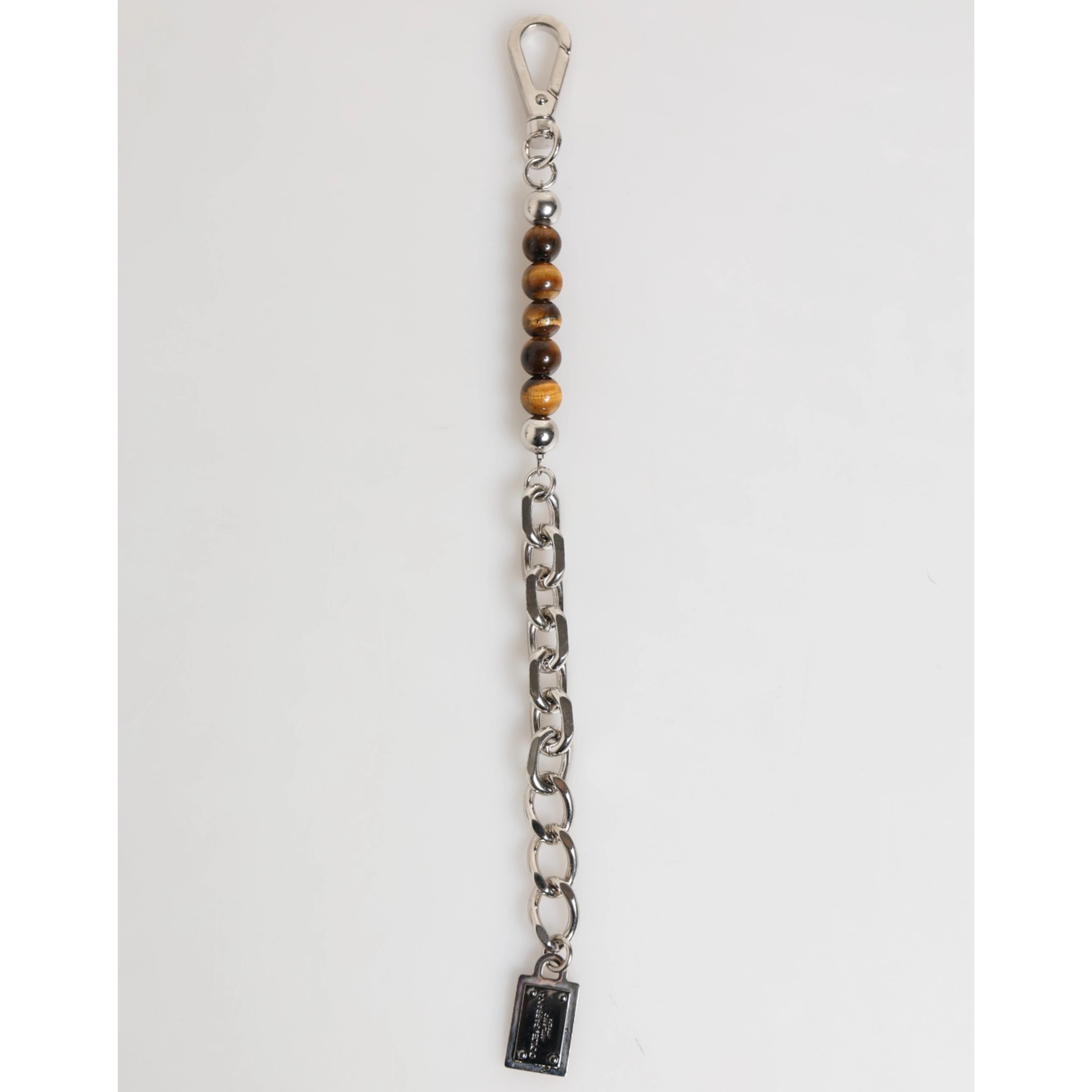 Silver Chain Brass Beaded Lobster Clasp Logo Men Bracelet