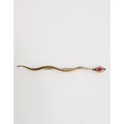 Gold Brass Red Crystal Spilla Serpente Mens Brooch Pin