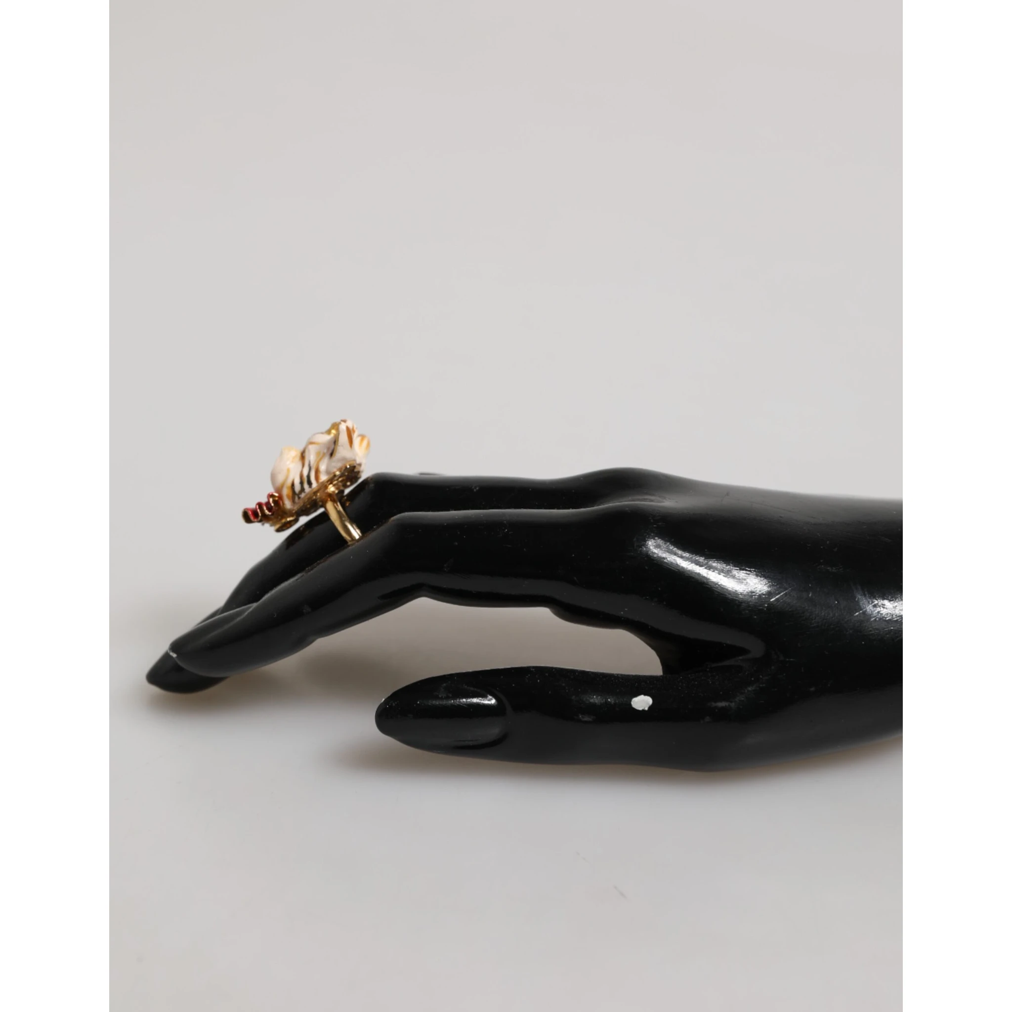 Gold Brass Resin Beige Dog Pet Accessory Ring