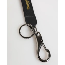Black Yellow Polyester DG Logo Silver Keychain Keyring