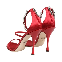Red Satin Crystals Keira Sandals Heels Shoes