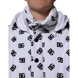 White DG Monogram Hooded Quilted Jacket