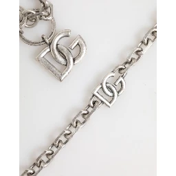 Silver Tone Brass DG Logo Detailing Chain Men Necklace