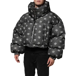 Black DG Monogram Full Zip Puffer Men Jacket