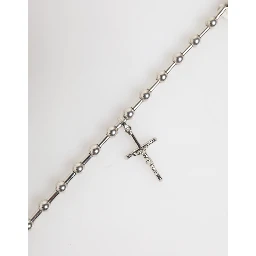 Silver Tone Brass Chain Religious Cross Pendant Necklace
