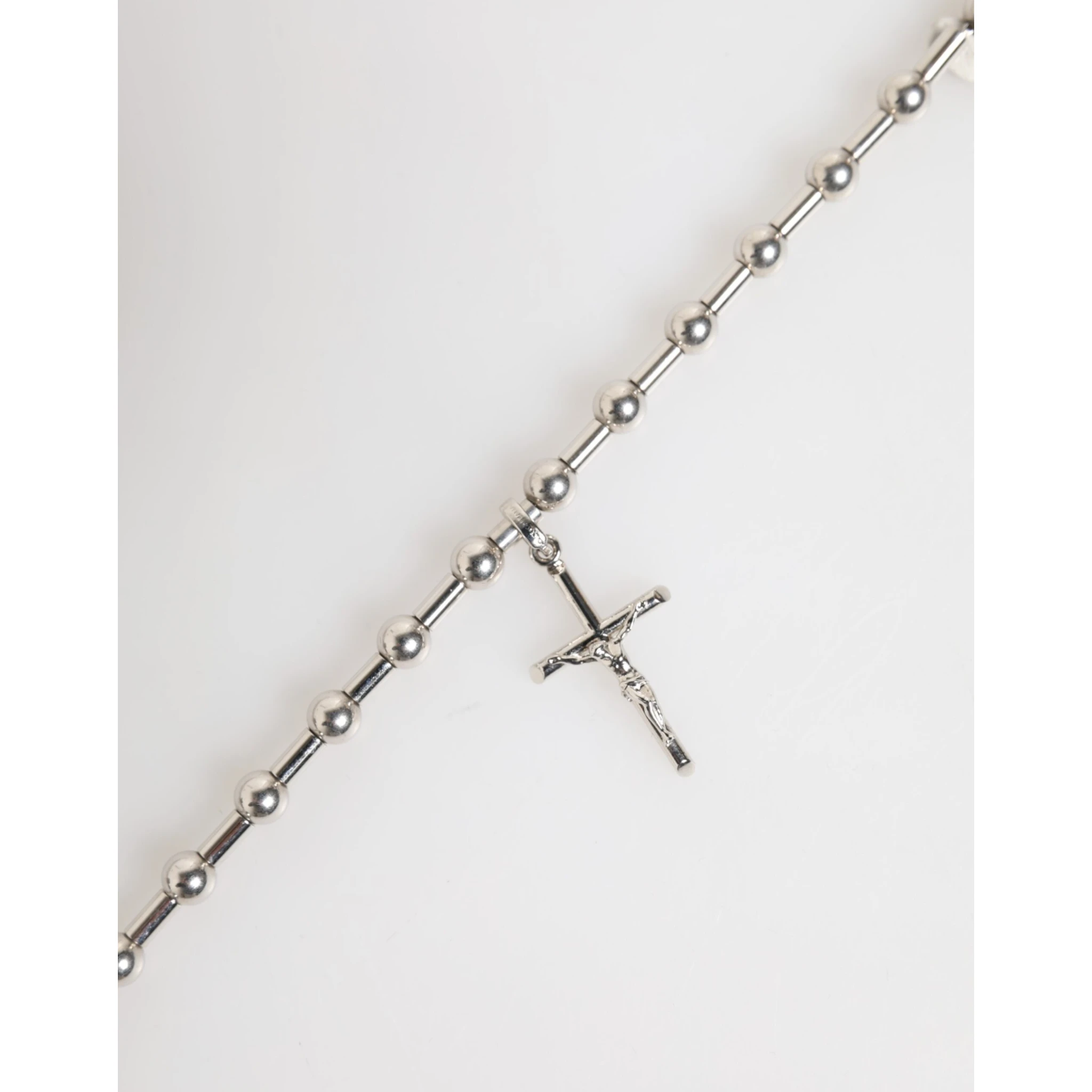 Silver Tone Brass Chain Religious Cross Pendant Necklace