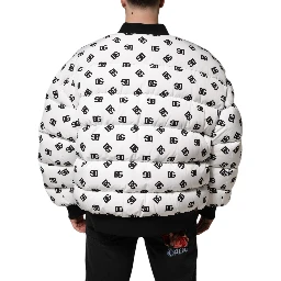 White DG Monogram Full Zip Quilted Jacket
