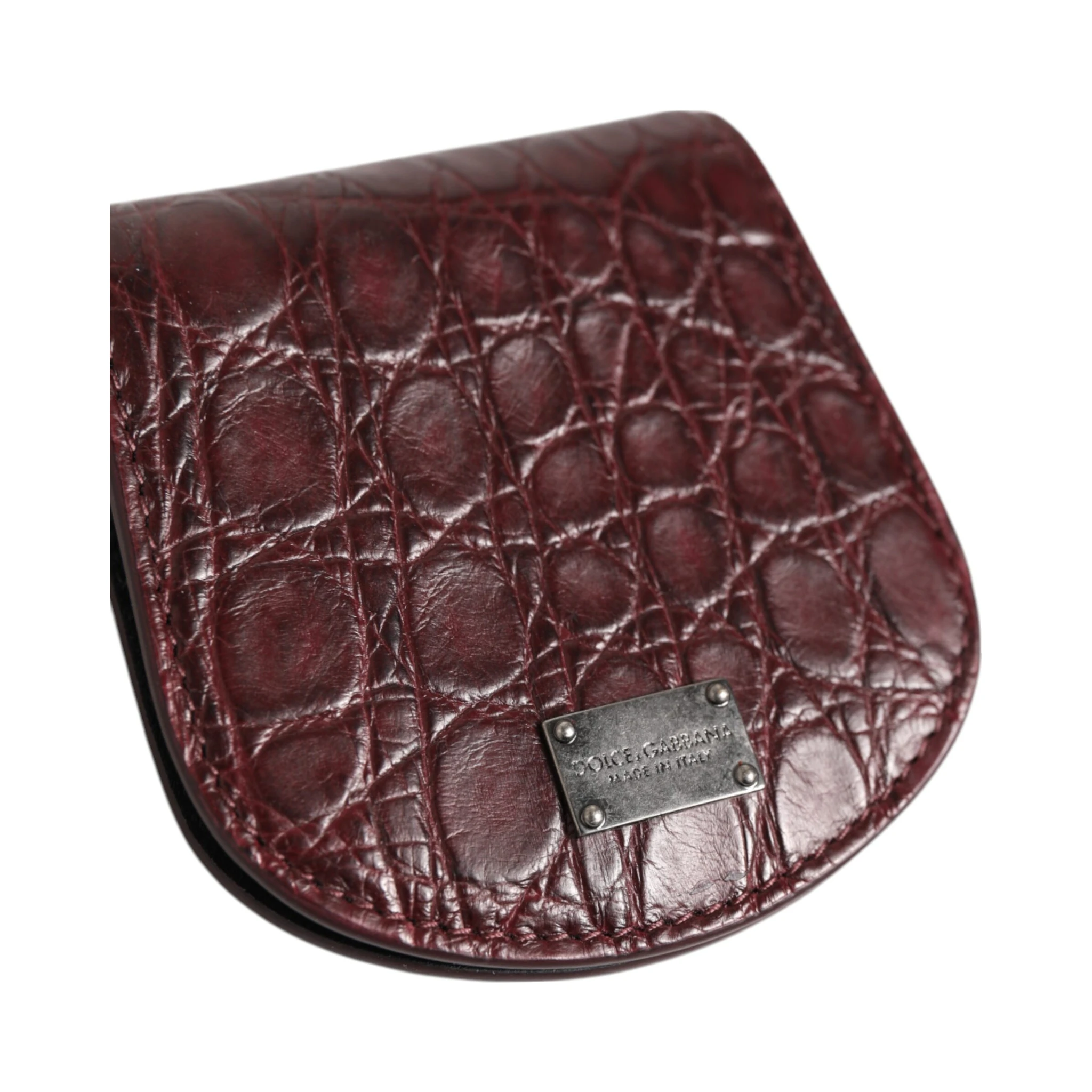 Burgundy Exotic Skin Coin Condom Case Holder Pocket Wallet