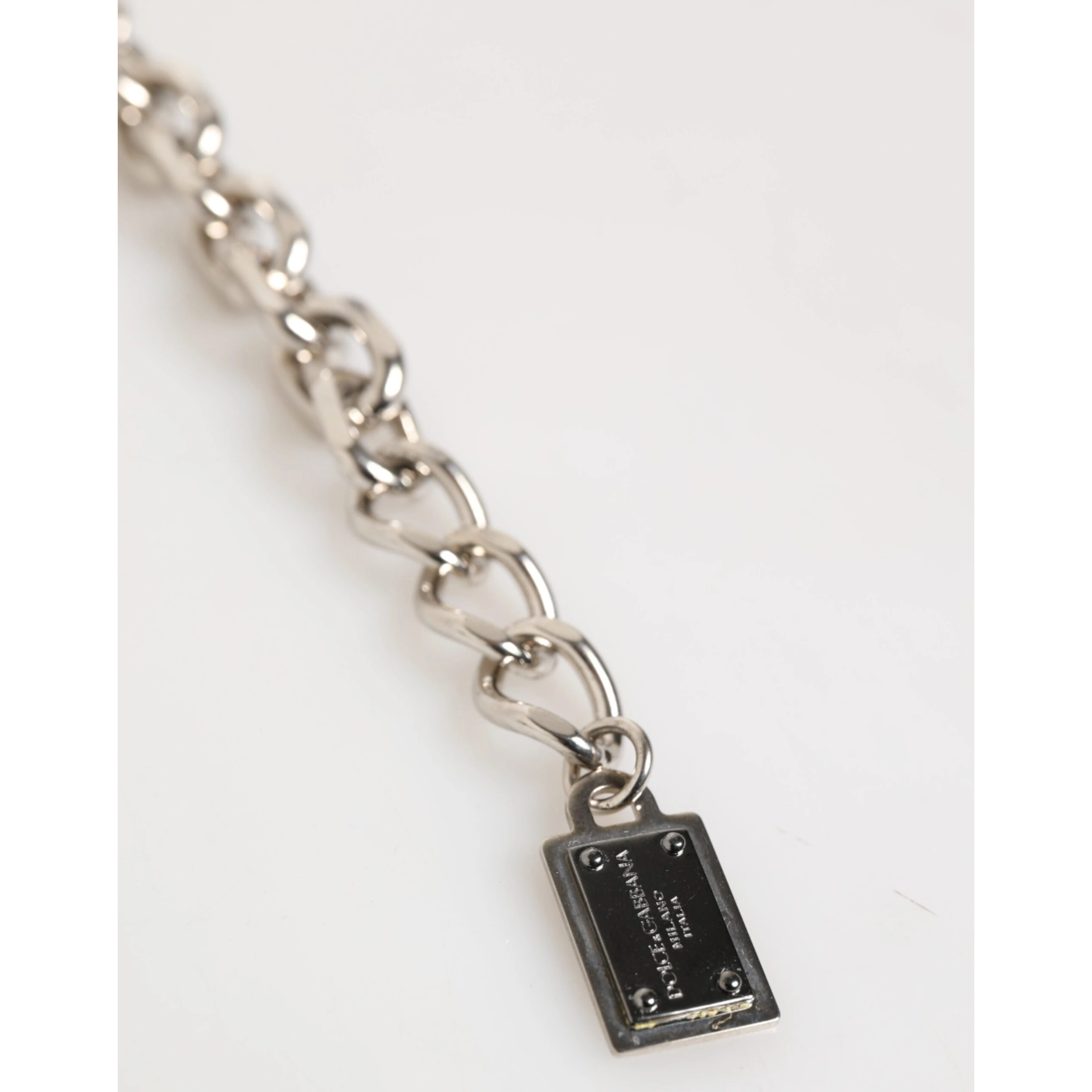 Silver Chain Brass Beaded Lobster Clasp Logo Men Bracelet