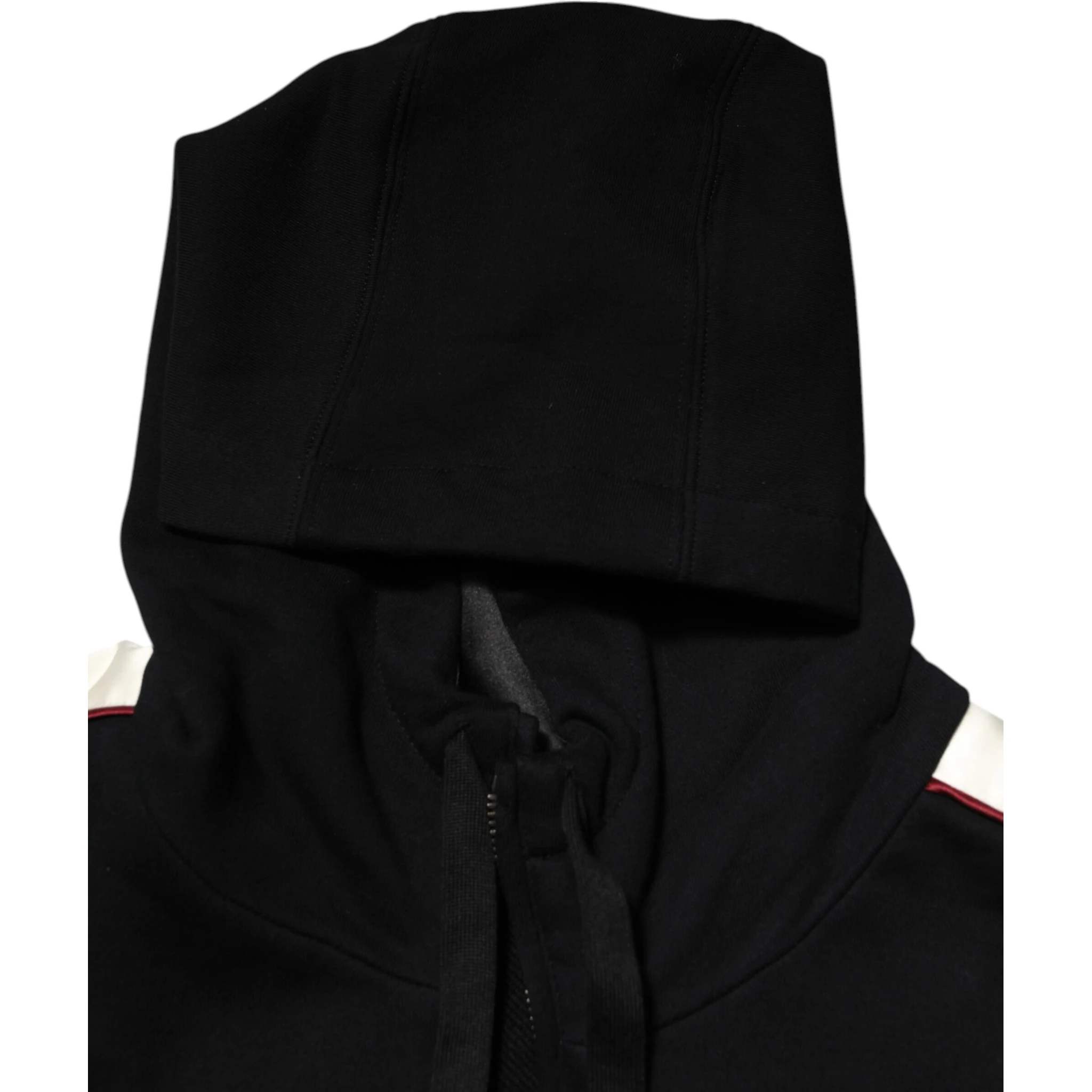 Black Cotton Plaque Track Cardigan Sweater