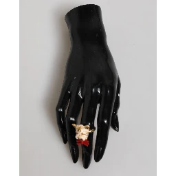 Gold Brass Resin Beige Dog Pet Accessory Ring