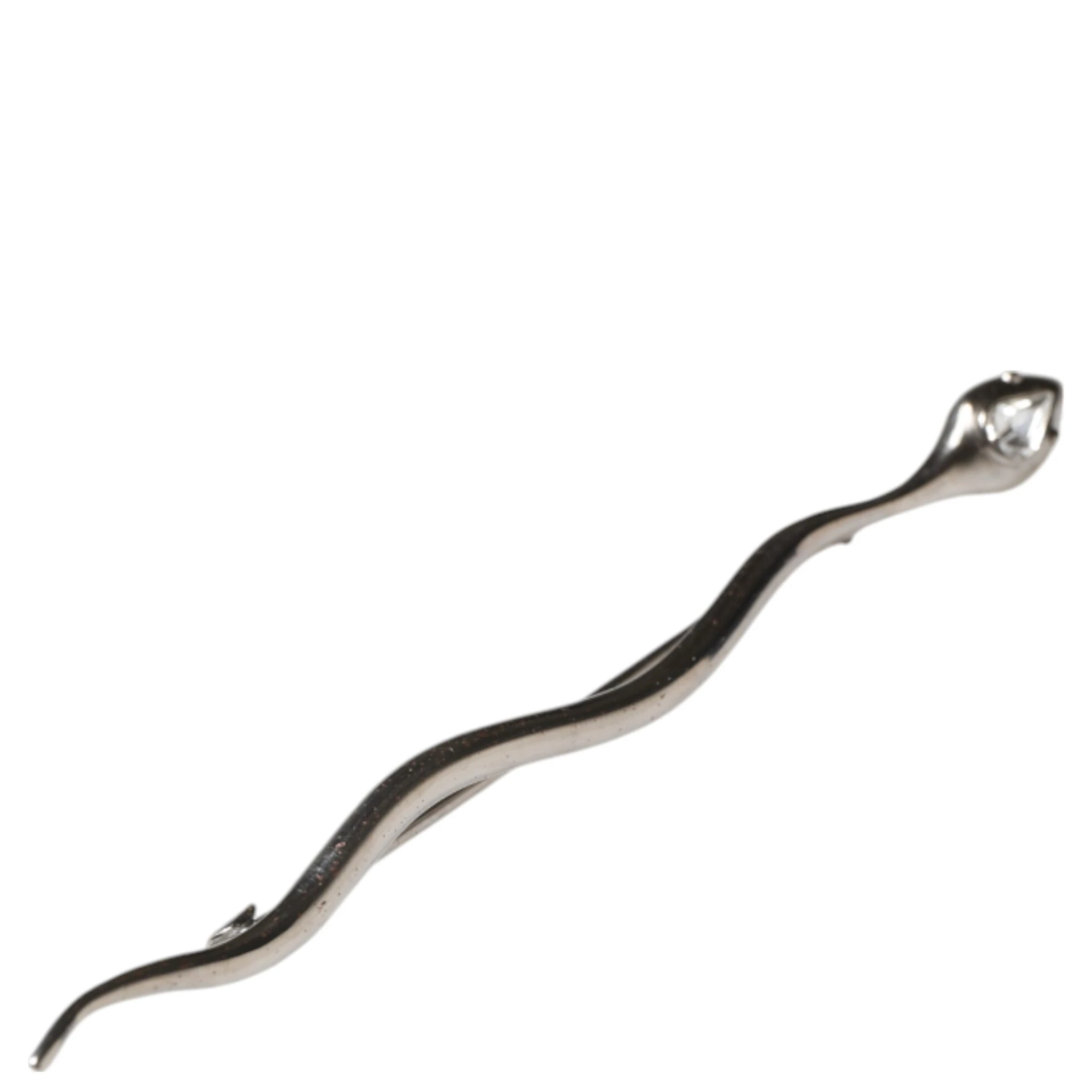 Silver Brass Crystal Spilla Serpente Mens Brooch Pin