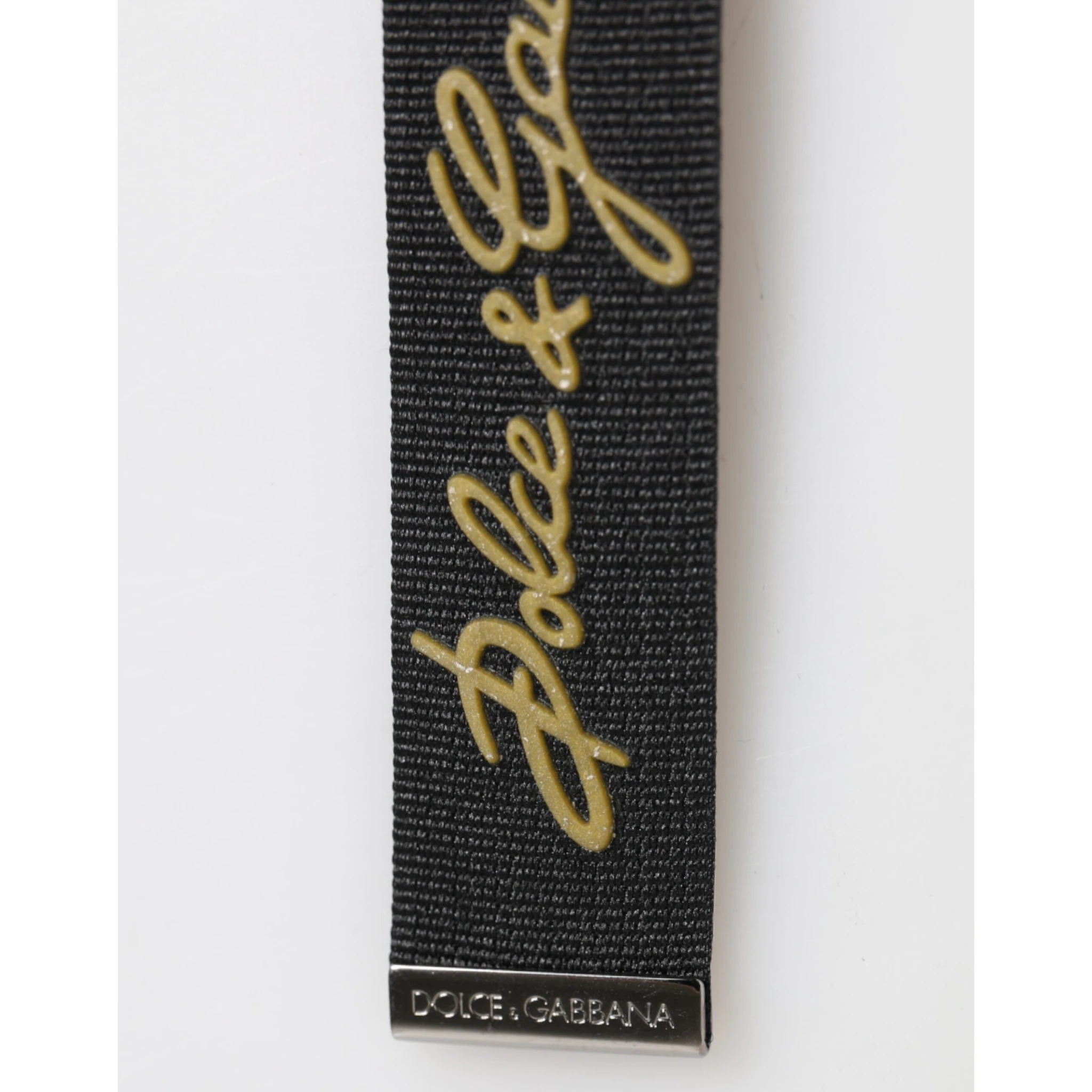Black Yellow Polyester DG Logo Silver Keychain Keyring