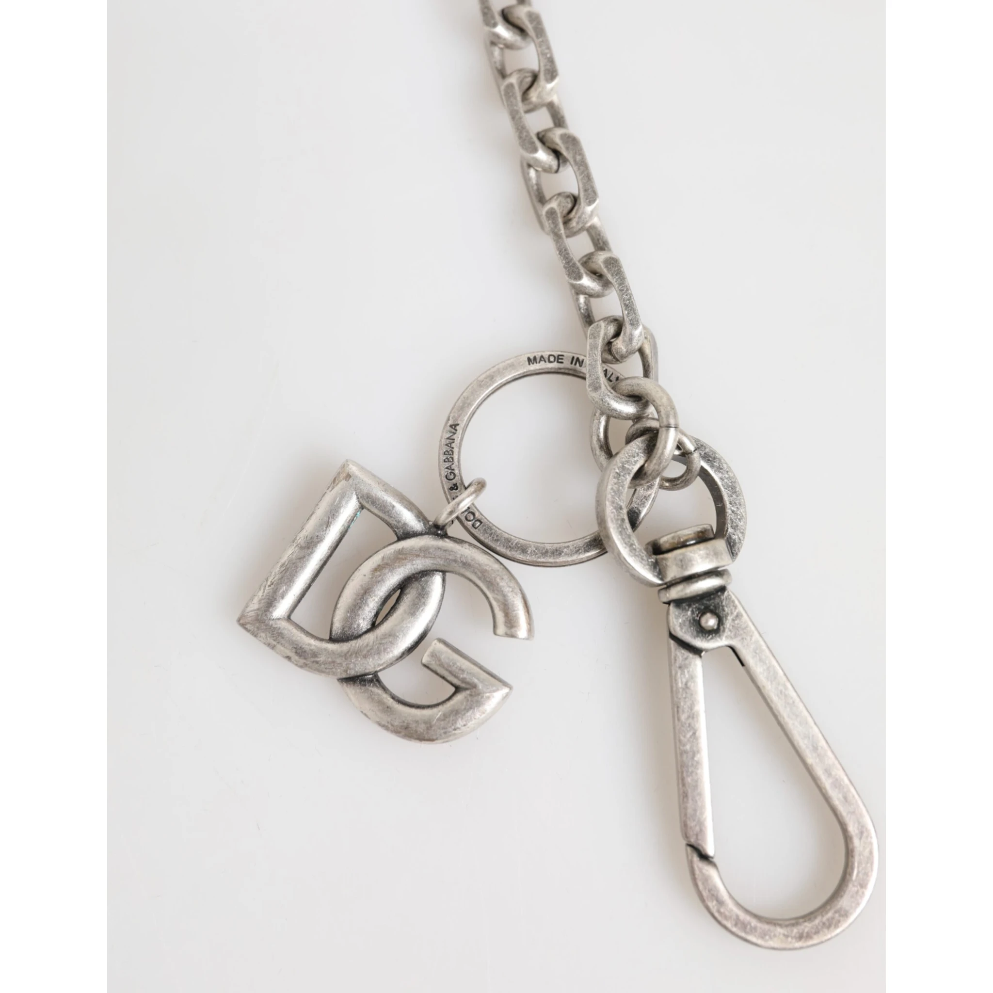 Silver Tone Brass DG Logo Detailing Chain Men Necklace