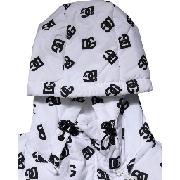 White DG Monogram Hooded Quilted Jacket