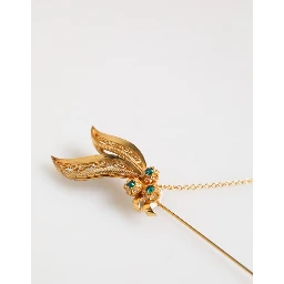 Gold Tone 925 Sterling Silver Crystal Chain Pin Brooch