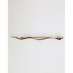 Gold Brass Red Crystal Spilla Serpente Mens Brooch Pin