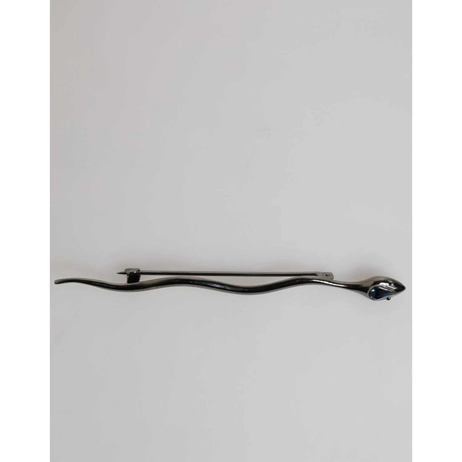 Black Brass Crystal Spilla Serpente Mens Brooch Pin
