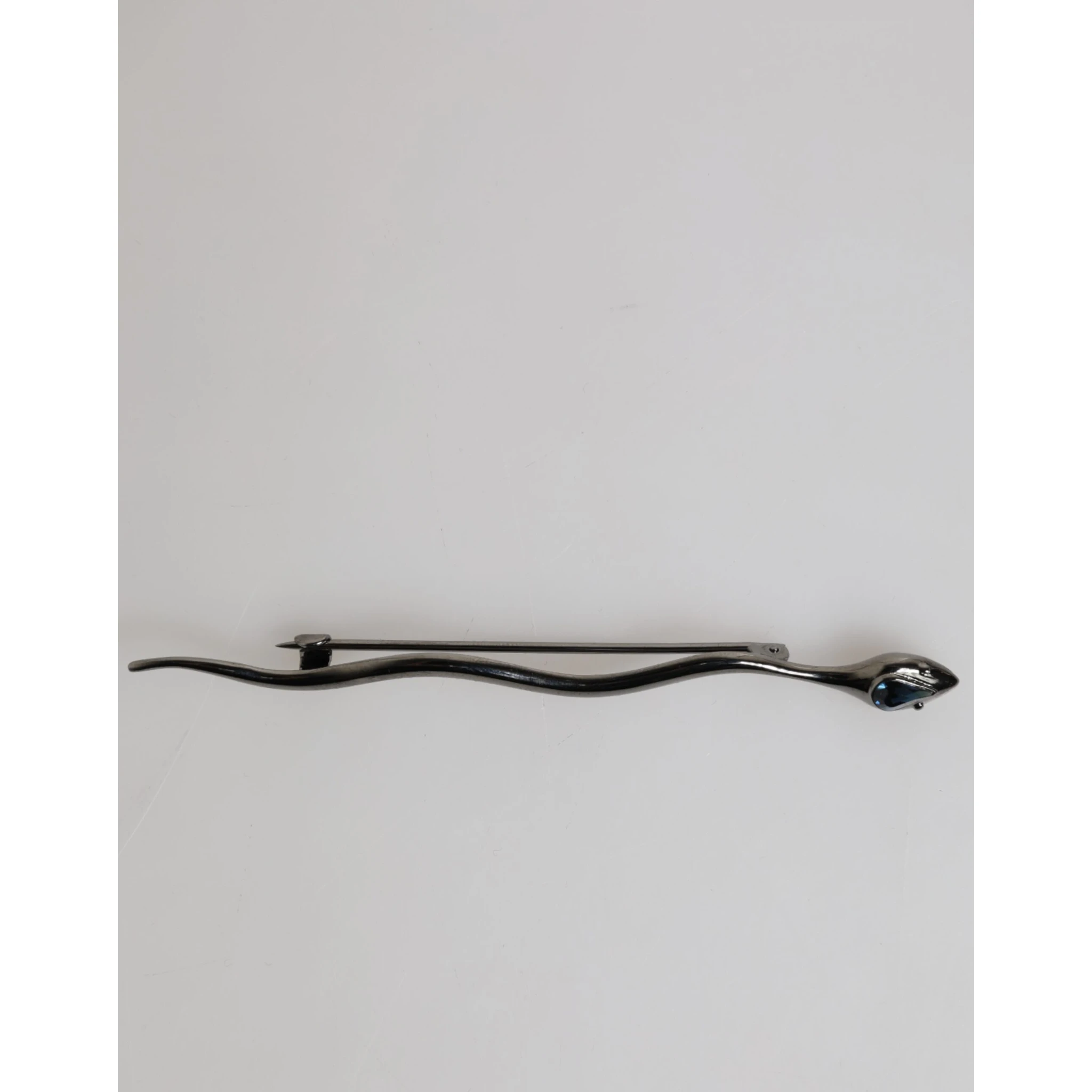 Black Brass Crystal Spilla Serpente Mens Brooch Pin