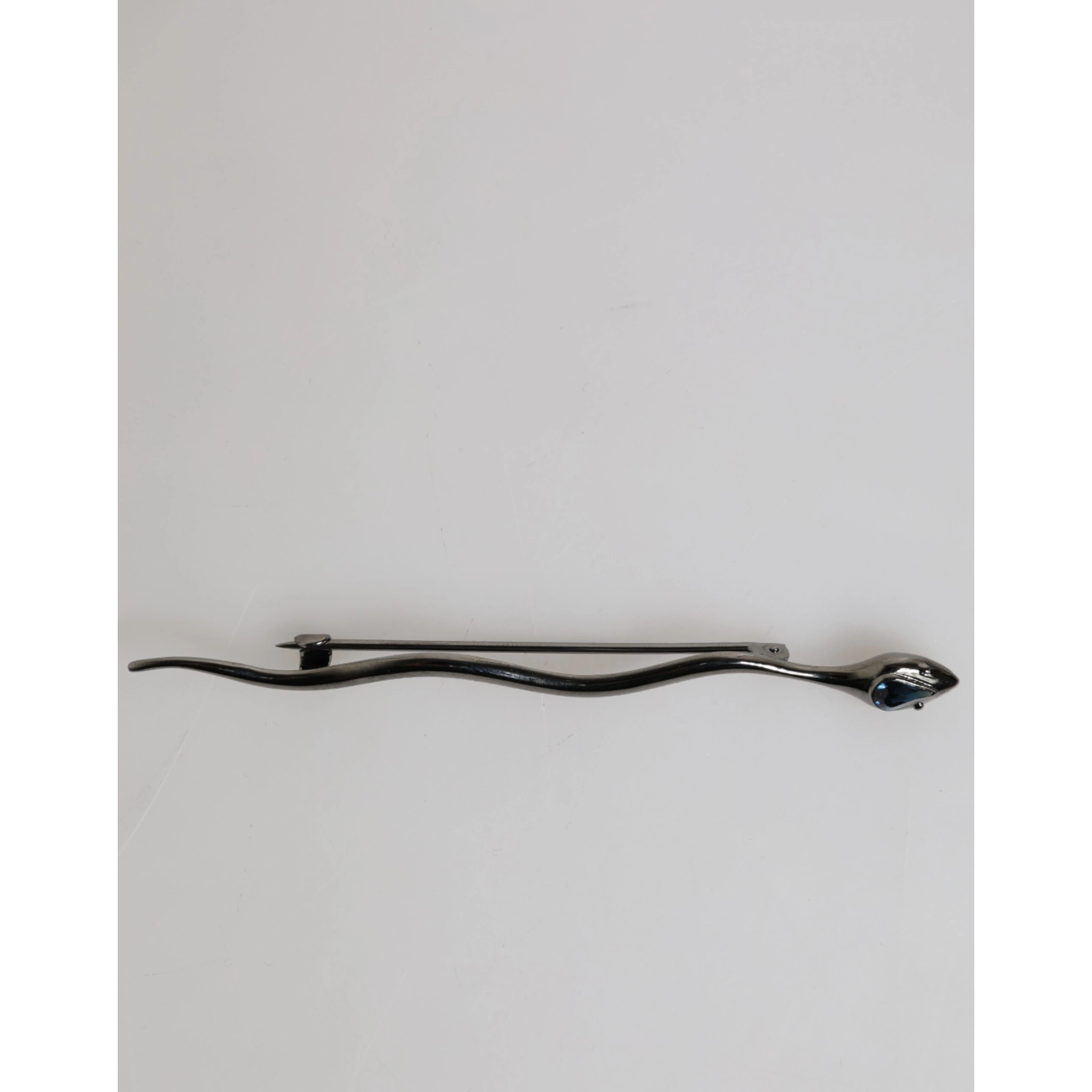 Black Brass Crystal Spilla Serpente Mens Brooch Pin