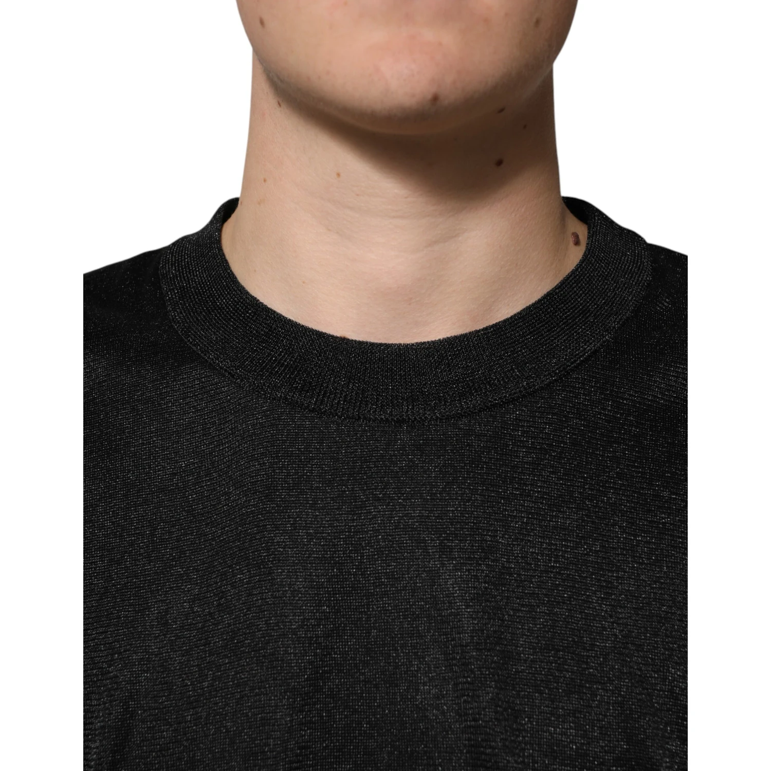 Black Polyester Pullover Sweatshirt Sweater