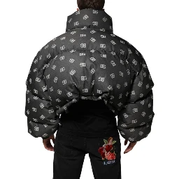 Black DG Monogram Full Zip Puffer Men Jacket