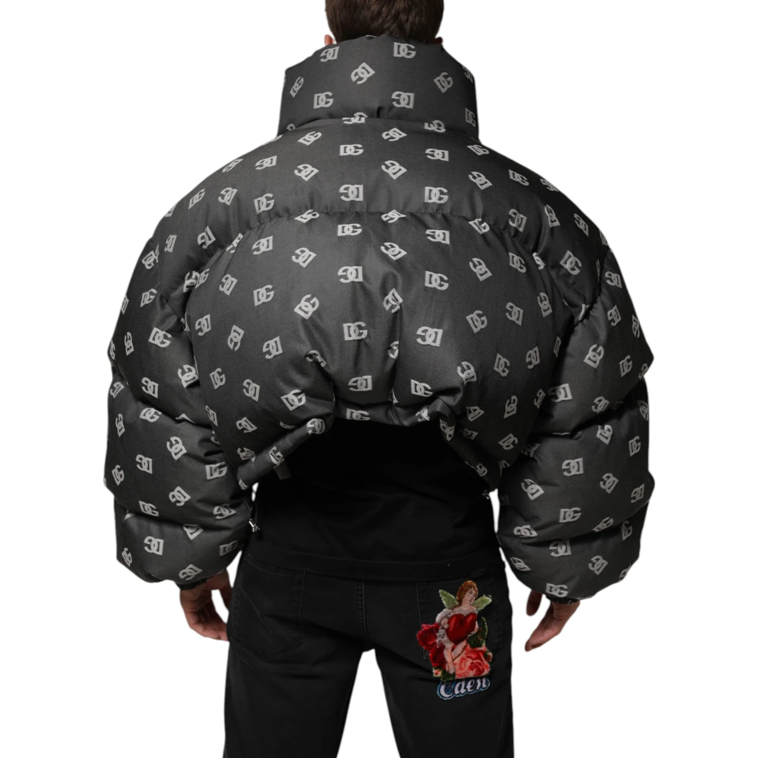 Black DG Monogram Full Zip Puffer Men Jacket
