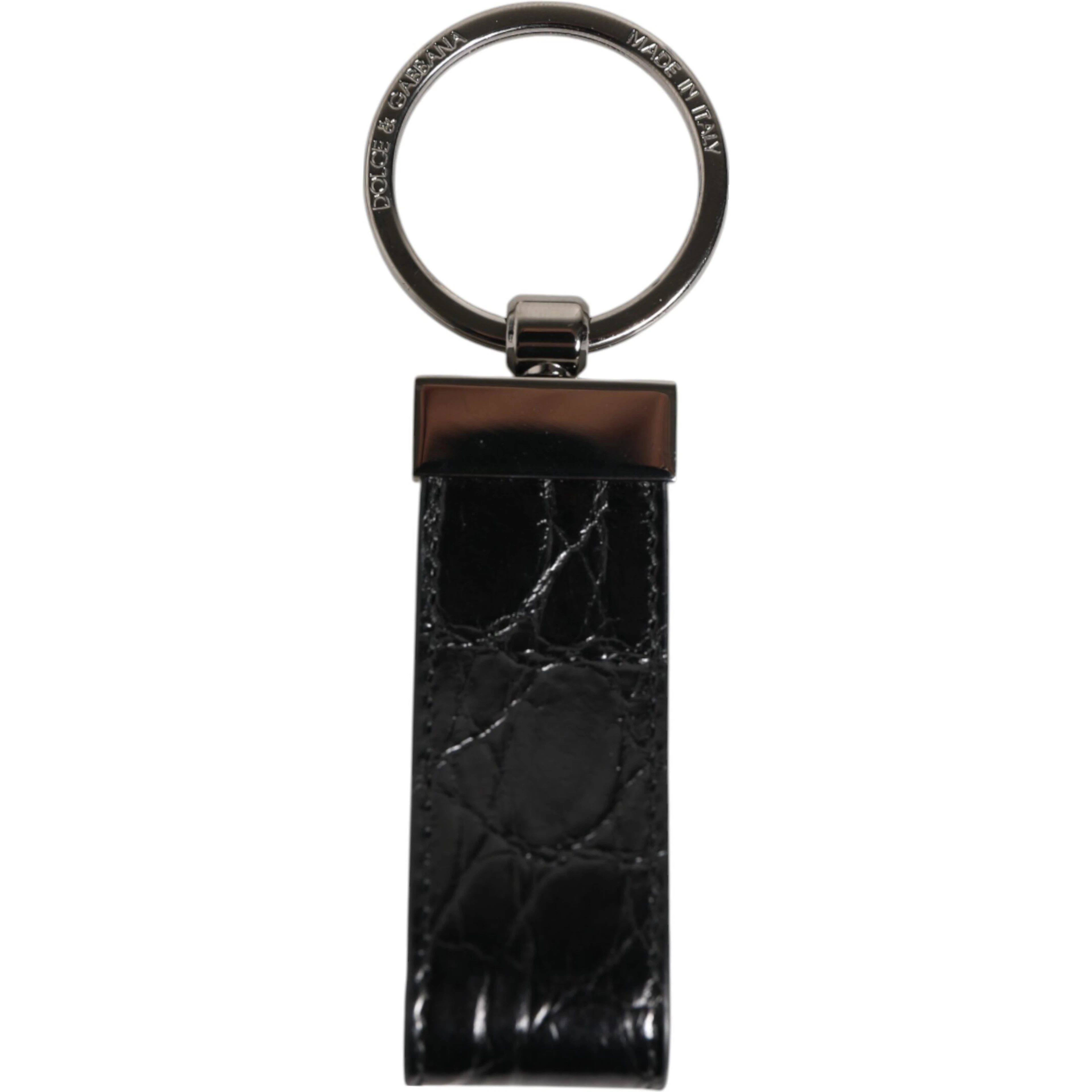 Black Leather Logo Metal Ring Keychain Holder Men Keyring