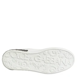 White Black Leather Portofino Sneaker Shoes